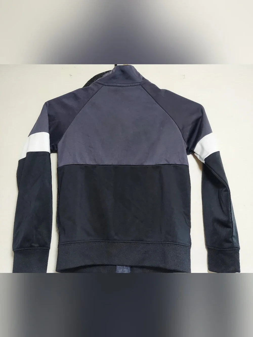 Nike Kids Black, Gray & White Colorblock Zip-Up Jacket with Green Swoosh